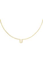 Gold / Stainless steel necklace initial U Gold Picture6
